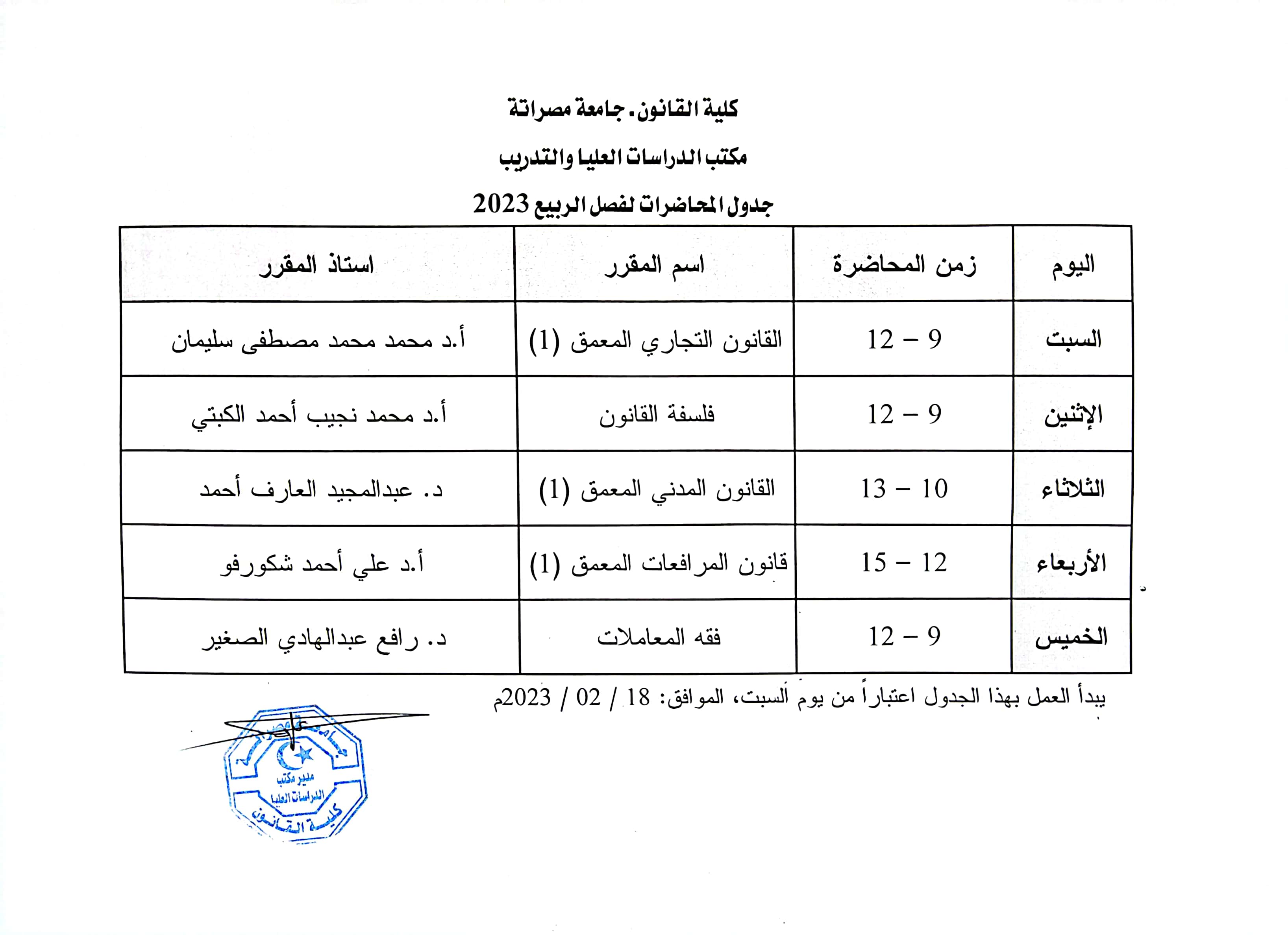 الدراسات العليا تعلن مواعيد ابتداء الدراسة 